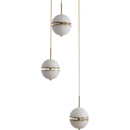 Sfera III white&amp;gold triple glass pendant lamp Step Into Design