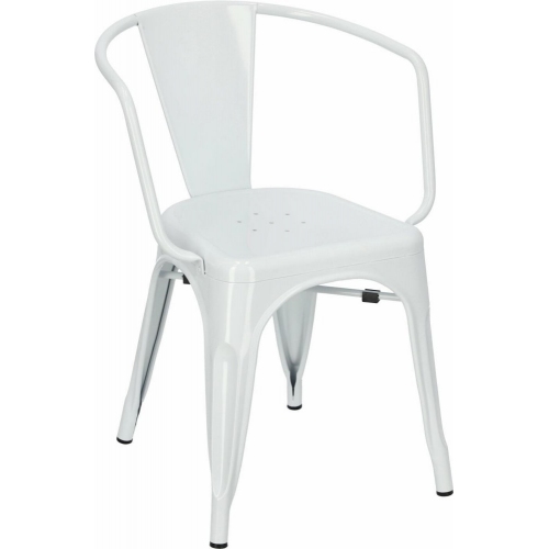 Designerskie Krzesło metalowe z podłokietnikami Paris Arms insp. Tolix Białe D2.Design do jadalni, salonu i kuchni.