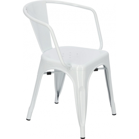 Designerskie Krzesło metalowe z podłokietnikami Paris Arms insp. Tolix Białe D2.Design do jadalni, salonu i kuchni.