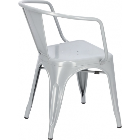 Designerskie Krzesło metalowe z podłokietnikami Paris Arms insp. Tolix Szare D2.Design do jadalni, salonu i kuchni.
