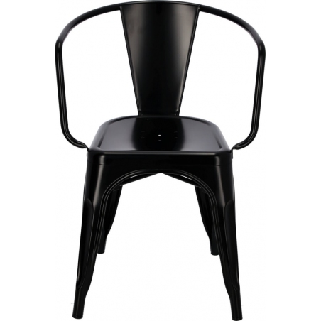 Designerskie Krzesło metalowe z podłokietnikami Paris Arms insp. Tolix Czarne D2.Design do jadalni, salonu i kuchni.