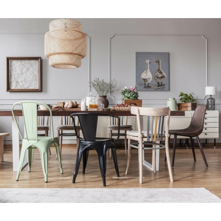Designerskie Krzesło metalowe z podłokietnikami Paris Arms insp. Tolix Niebieskie D2.Design do jadalni, salonu i kuchni.