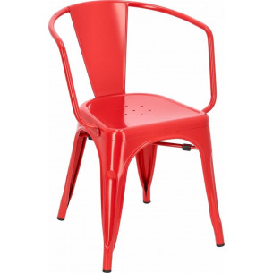 Designer Tolix - Paris Arms insp. Tolix red metal chair with armrests