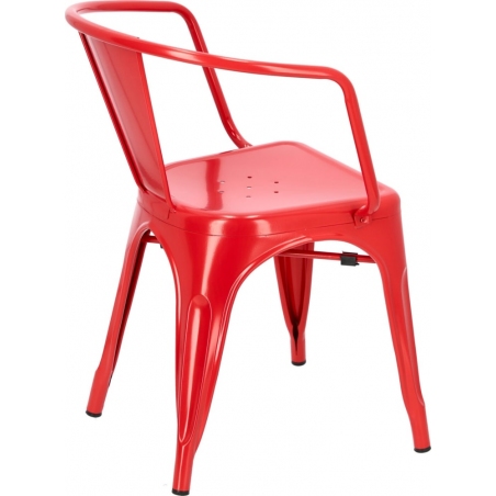 Designerskie Krzesło metalowe z podłokietnikami Paris Arms insp. Tolix Czerwone D2.Design do jadalni, salonu i kuchni.