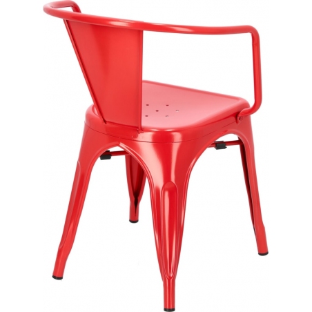 Designerskie Krzesło metalowe z podłokietnikami Paris Arms insp. Tolix Czerwone D2.Design do jadalni, salonu i kuchni.