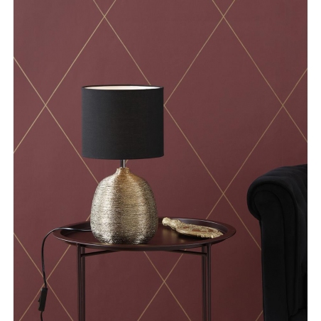 Designerska Lampa stołowa Oscar 20 Czarna ze Złotym Markslojd do sypialni.