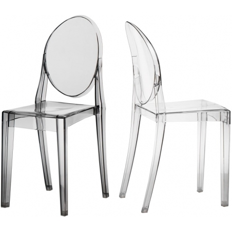 Designerskie Krzesło z tworzywa Viki Szare Przeźroczyste D2.Design do jadalni, kuchni i salonu.