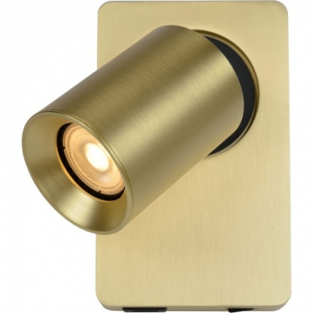 Nigel satin brass wall lamp with switch and usb Lucide