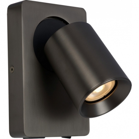 Nigel black steel wall lamp with switch and usb Lucide