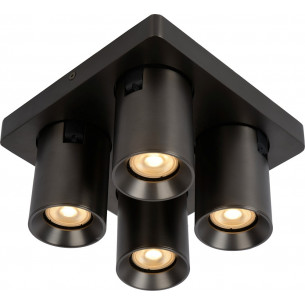 Nigel IV black steel ceiling spotlight Lucide