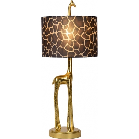 Stylowa Lampa stołowa żyrafa z abażurem Miss Tall złoty mat/brązowy Lucide na komodę i do sypialni