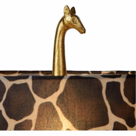 Stylowa Lampa stołowa żyrafa z abażurem Miss Tall złoty mat/brązowy Lucide na komodę i do sypialni