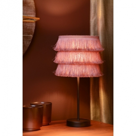 Togo pink table lamp with boho fringes Lucide