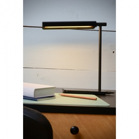 Stylowa Lampa biurkowa ze ściemniaczem Levi LED czarna Lucide do gabinetu i biura