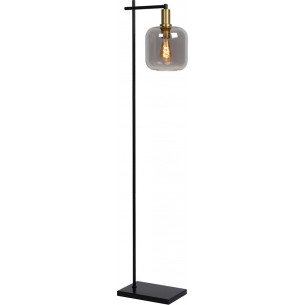 Joanet smoke glass&amp;black glass floor lamp Lucide