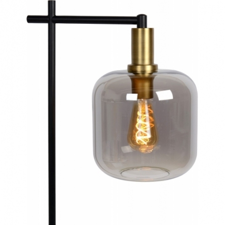 Joanet smoke glass&amp;black glass floor lamp Lucide