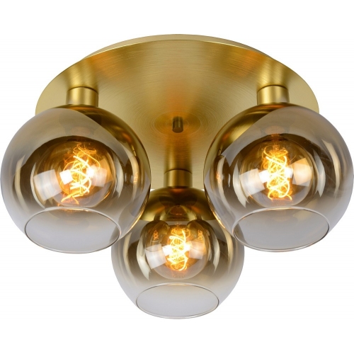 Marius 50 gold&amp;satin brass triple glass ceiling lamp Lucide