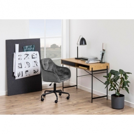 Angus 110 oak&amp;black office desk with shelf Actona