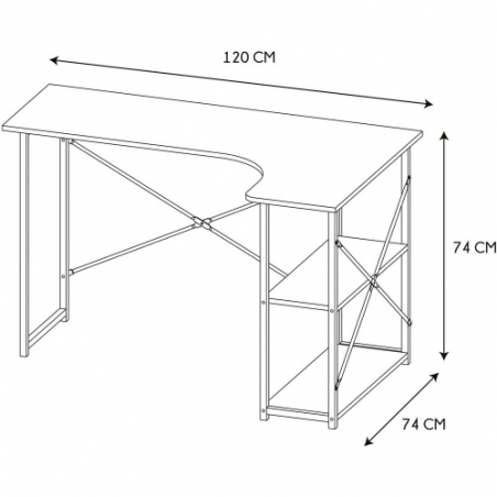 Stand 120 industrial corner desk with shelves Intesi