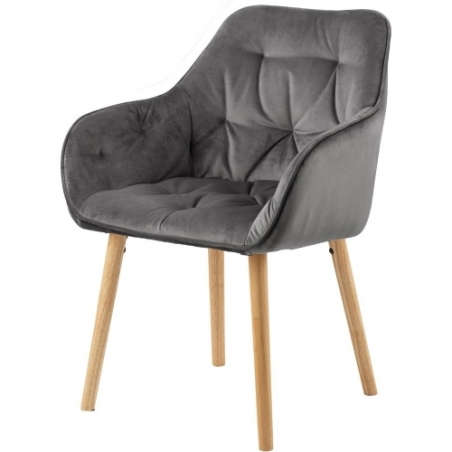 Brooke Wood grey velvet quilted chair Actona