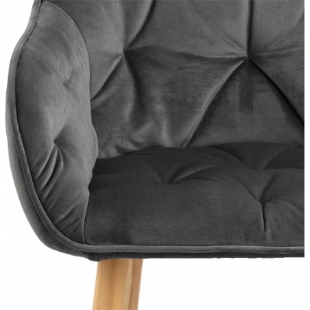 Brooke Wood grey velvet quilted chair Actona