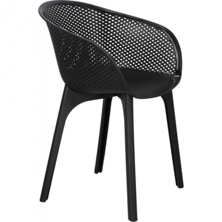 Krzesło do kuchni| Stylowe Krzesło ażurowe kubełkowe Dacun czarne Intesi do jadalni
