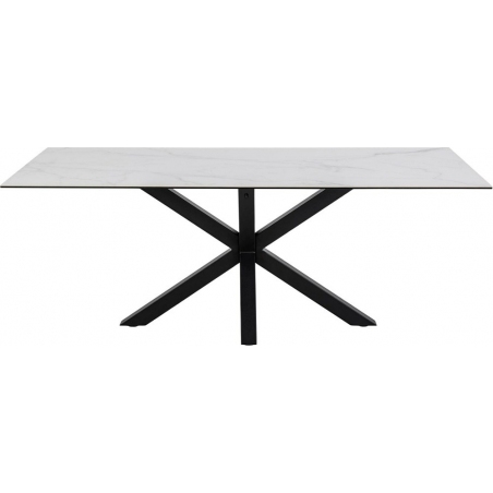 Heaven 200x100 white mable&black modern glass dining table Actona