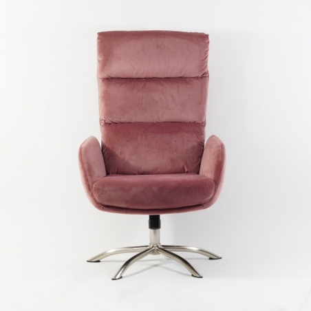 Designerski Fotel obrotowy z podnóżkiem Monroe Velvet Antyczny róż Signal do salonu i sypialni.