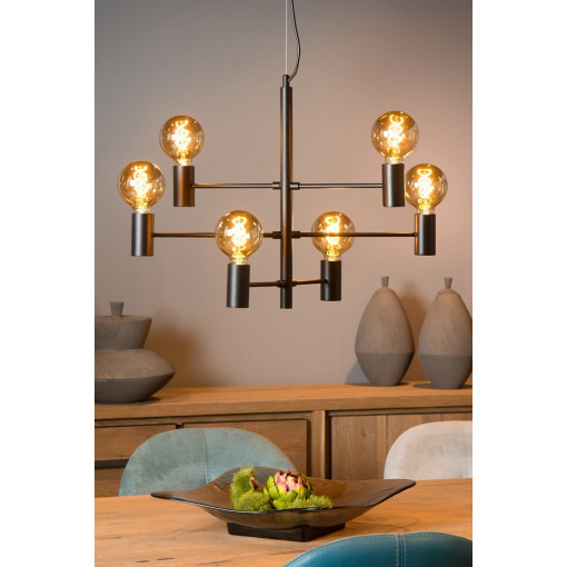 Leanne VI black industrial pendant lamp Lucide