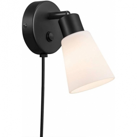 Cole black&amp;opal glass wall lamp with switch Nordlux