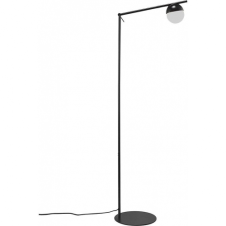 Lampa podłogowa do salonu| Stylowa Lampa podłogowa szklana kula Contina biało-czarna Nordlux