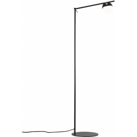 Lampa podłogowa do salonu| Stylowa Lampa podłogowa szklana kula Contina biało-czarna Nordlux