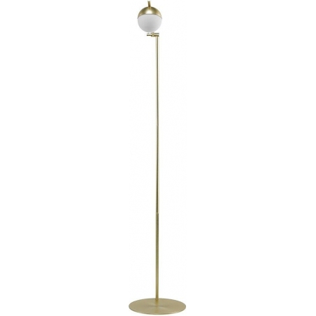 Lampa podłogowa do salonu| Stylowa Lampa podłogowa szklana kula Contina biało-mosiężna Nordlux