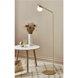 Contina white&amp;brass glass ball floor lamp Nordlux