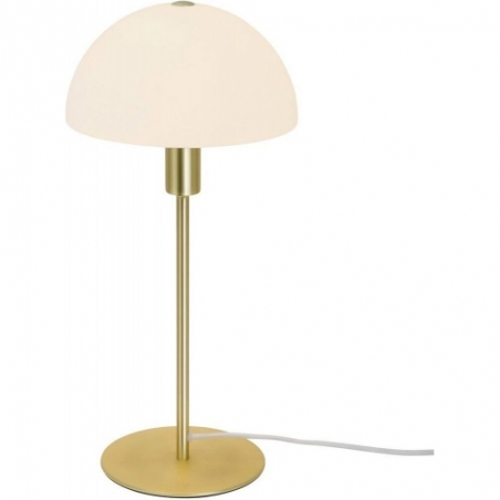 Lampa na komodę. Stylowa Lampa stołowa szklana Ellen opal/mosiądz Nordlux do salonu