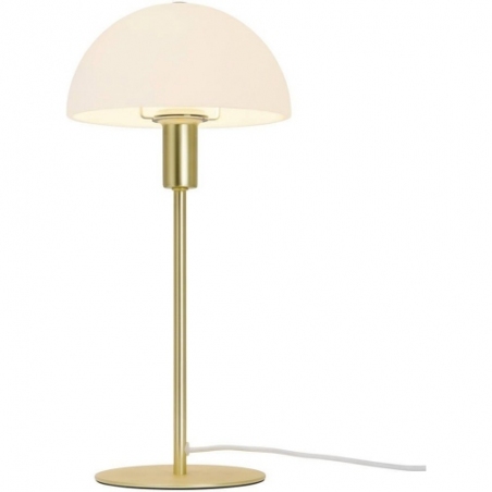 Lampa na komodę. Stylowa Lampa stołowa szklana Ellen opal/mosiądz Nordlux do salonu