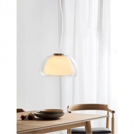 Lampa wisząca do salonu i sypialni. Stylowa Lampa wisząca szklana Jelly 39 biały opal Nordlux