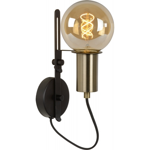 Malcolm black&amp;brass industrial wall lamp Lucide