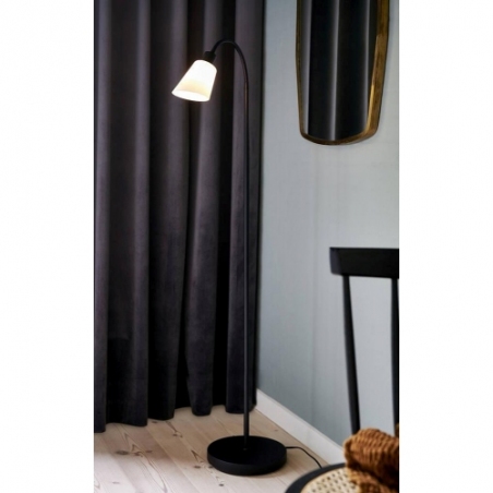 Lampa podłogowa do salonu| Stylowa Lampa podłogowa szklana Molli czarna/opal Nordlux