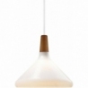 Lampa skandynawska. Lampa wisząca szklana z drewnem Nori 27 biały opal DFTP do salonu i kuchni
