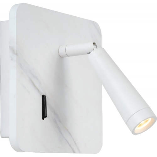 Oregon Led white wall lamp with switch Lucide