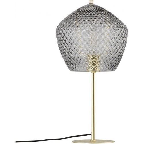 Orbiform smoke glass&amp;brass glass table lamp Nordlux
