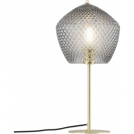 Orbiform smoke glass&amp;brass glass table lamp Nordlux