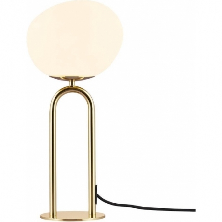 Lampa na komodę. Stylowa Lampa stołowa szklana glamour Shapes mosiężny/opal DFTP do salonu