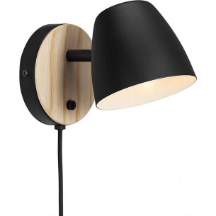 Theo black scandinavian wall lamp with switch Nordlux