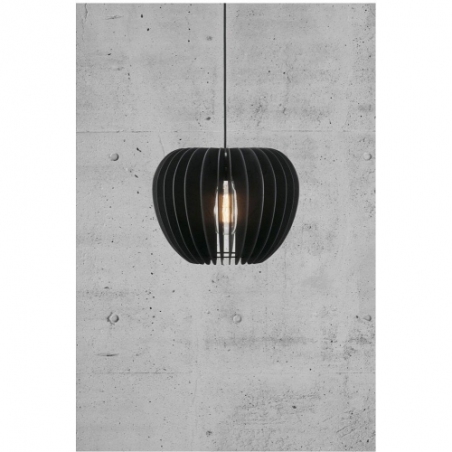 Stylowa lampa wisząca do salonu i sypialni. Lampa wisząca drewniana Tribeca 38 czarna Nordlux