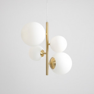 Bloom white&brass 4 glass balls pendant lamp Aldex