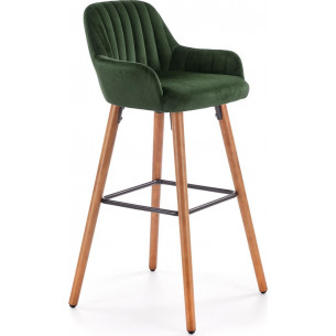 Stylish H-93 75 dark green velvet bar chair with wooden legs Halmar