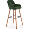 Designerskie Krzesło barowe welurowe z oparciem H-93 75 ciemno zielone Halmar do kuchni.