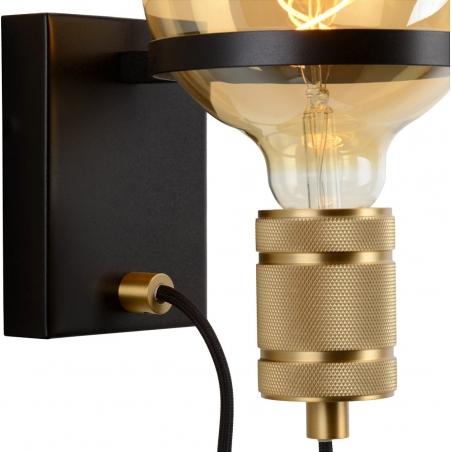 Ottelien black industrial wall lamp brass Lucide